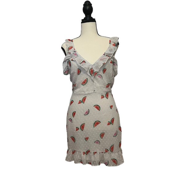 Emory Park Watermelon Mini Dress, White, Pink & Green, Size: Small - Picture 1 of 5